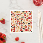 Japanse dollen - Kokeshi en Maneki Neko Cats Servet (Insitu)