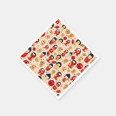 Japanse dollen - Kokeshi en Maneki Neko Cats Servet (Hoek)