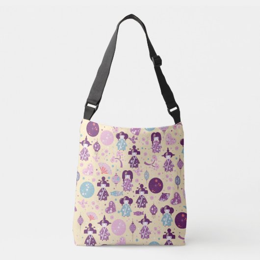Japanse dollen - patroon Kokeshi Crossbody Tas (Voorkant)
