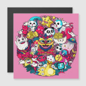 Japanse Doodle Art Magnetic Kaart (Voorkant / Achterkant)