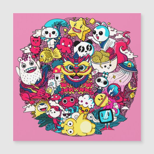 Japanse Doodle Art Magnetic Kaart (Voorkant)