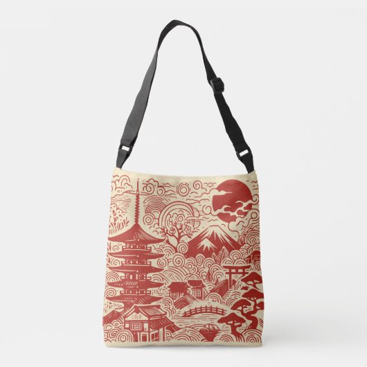 Japanse doodle crossbody tas (Achterkant)