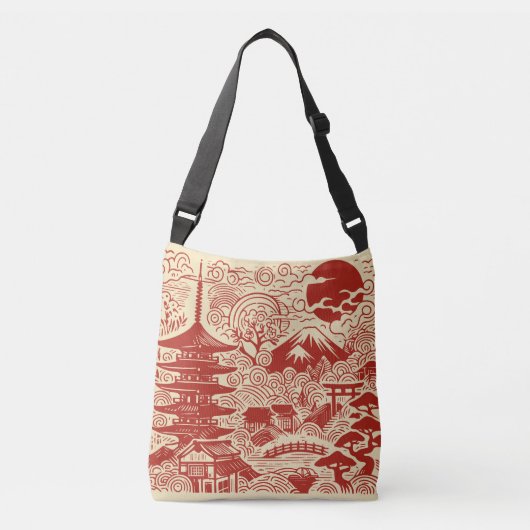 Japanse doodle crossbody tas (Voorkant)