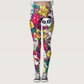 Japanse Doodle Kunst Leggings (Voorkant)