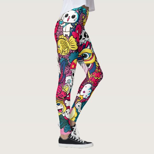 Japanse Doodle Kunst Leggings (Rechts)