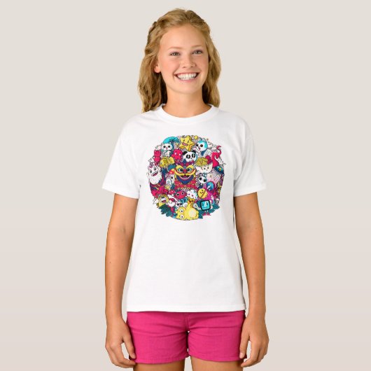 Japanse Doodle Kunst T-shirt (Voorkant volledig)