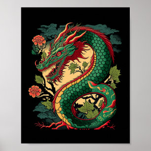 Japanse Draak Anime Japan Chinese Dragons Tatoeage Poster