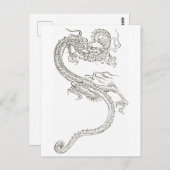 Japanse draak, draak, fantasie, schetstekening briefkaart (Voorkant / Achterkant)