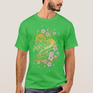 Japanse draak en draak met kersbloesem en t-shirt