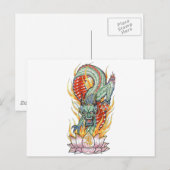 Japanse draak en Lotus Flower Briefkaart (Voorkant / Achterkant)