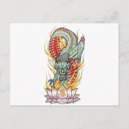 Japanse draak en Lotus Flower Briefkaart