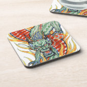 Japanse draak en Lotus Flower Drankjes Onderzetter (Linkerzijde)