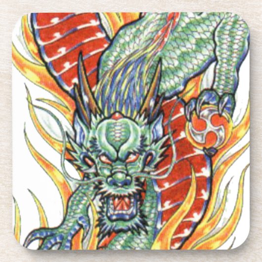 Japanse draak en Lotus Flower Drankjes Onderzetter (Voorkant)