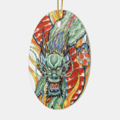 Japanse draak en Lotus Flower Keramisch Ornament (Links)