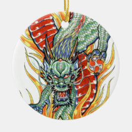 Japanse draak en Lotus Flower Keramisch Ornament