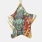 Japanse draak en Lotus Flower Keramisch Ornament (Links)