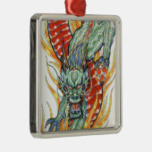 Japanse draak en Lotus Flower Metalen Ornament (Rechts)