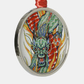 Japanse draak en Lotus Flower Metalen Ornament (Rechts)