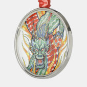 Japanse draak en Lotus Flower Metalen Ornament (Links)