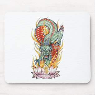 Japanse draak en Lotus Flower Muismat