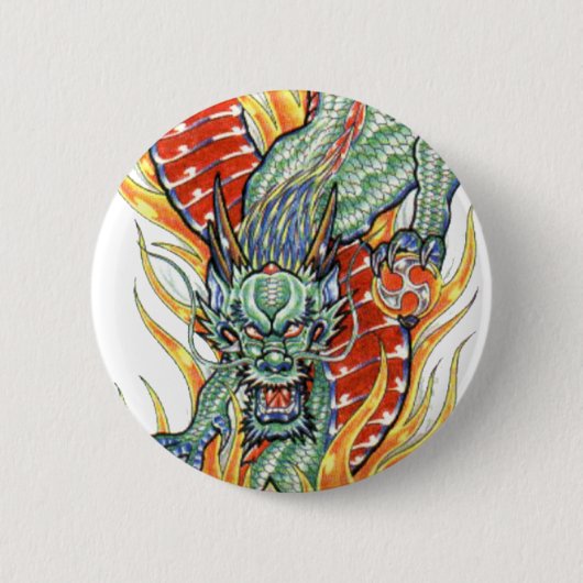 Japanse draak en Lotus Flower Ronde Button 5,7 Cm (Voorkant)