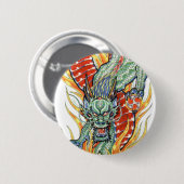 Japanse draak en Lotus Flower Ronde Button 5,7 Cm (Voorkant /achterkant)