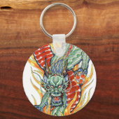 Japanse draak en Lotus Flower Sleutelhanger (Voorkant)