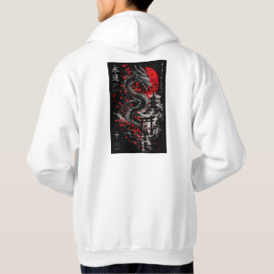 Japanse Draak en Rode Zon Samurai Muurkunst – Bla Hoodie