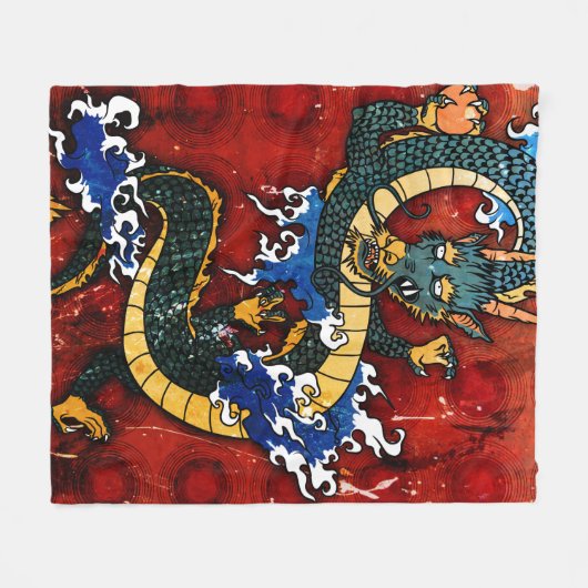 Japanse draak fleece deken (Voorkant (Horizontaal))
