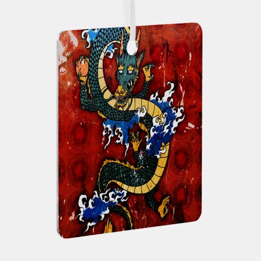 Japanse draak - geluk metalen ornament (Voorkant Rechts)