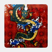 Japanse draak - geluk metalen ornament (Voorkant)