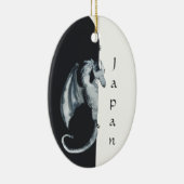 Japanse draak Japan Black, witte kerst Keramisch Ornament (Rechts)