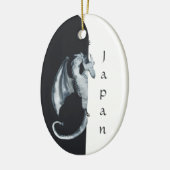 Japanse draak Japan Black, witte kerst Keramisch Ornament (Links)