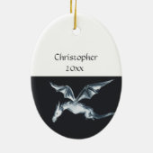 Japanse draak Japan Black, witte kerst Keramisch Ornament (Achterkant)