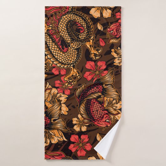 Japanse draak koi patroon. badhanddoek (Badhanddoek)