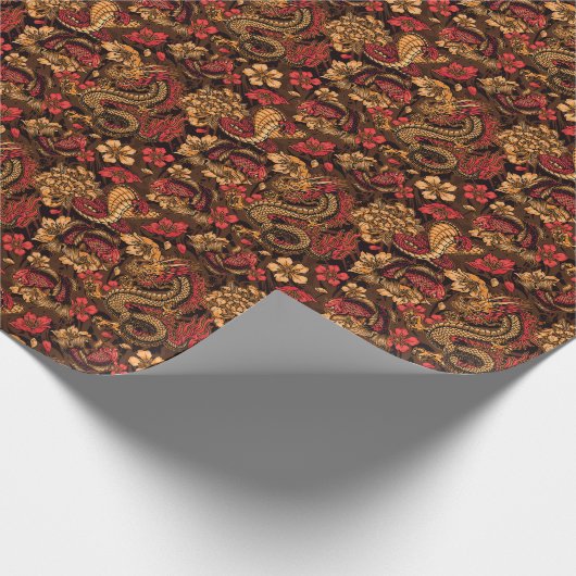 Japanse draak koi patroon. cadeaupapier (Hoek)