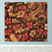 Japanse draak koi patroon. canvas afdruk (Insitu (Houten vloer))