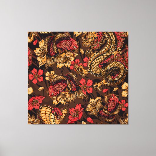 Japanse draak koi patroon. canvas afdruk (Voorkant)