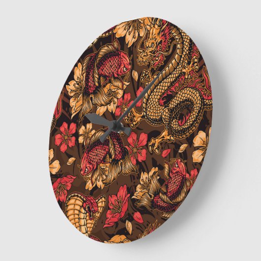 Japanse draak koi patroon. grote klok (Hoek)