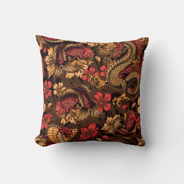 Japanse draak koi patroon. kussen (Voorkant)