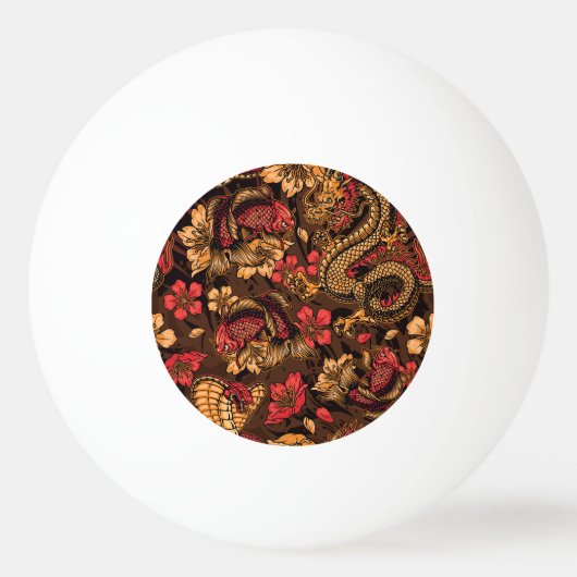 Japanse draak koi patroon. pingpongbal (Voorkant)