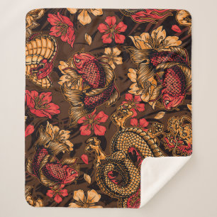 Japanse draak koi patroon. sherpa deken