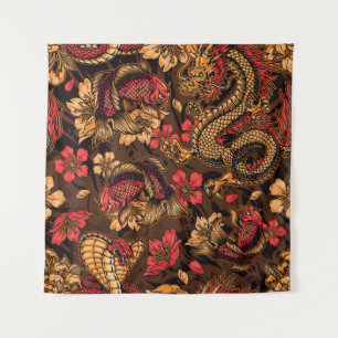 Japanse draak koi patroon. wandkleed