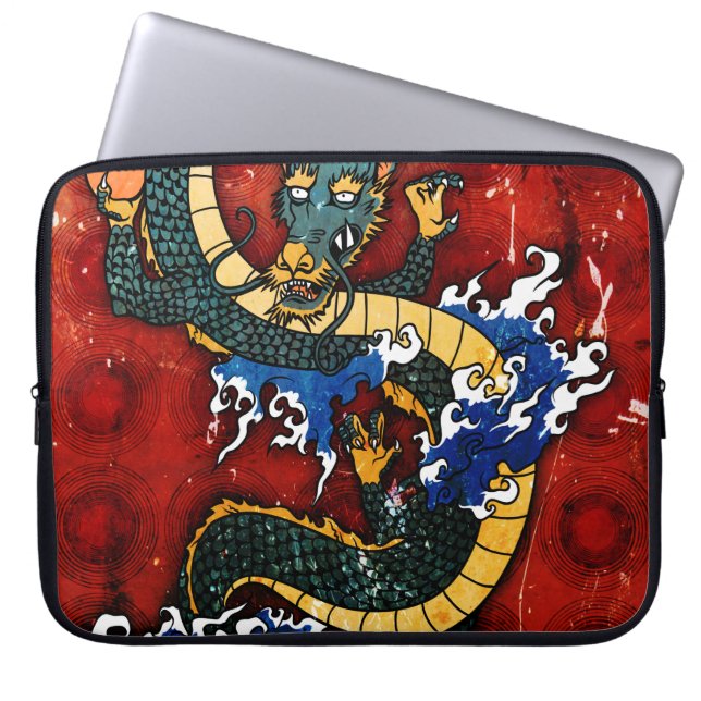 Japanse draak laptop sleeve (Voorkant)