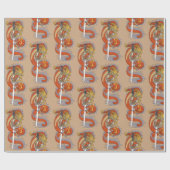 Japanse draak met katana sword wrappapier cadeaupapier (Vlak)