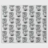 Japanse draak met katana zwaard inpakpapier (Vlak)