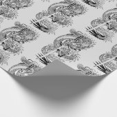 Japanse draak met katana zwaard inpakpapier (Hoek)