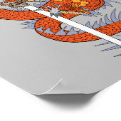 Japanse draak met katana-zwaard poster (Hoek)