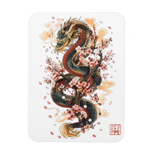 Japanse Draak met Kersenbloesems Sakura Mythe Magneet