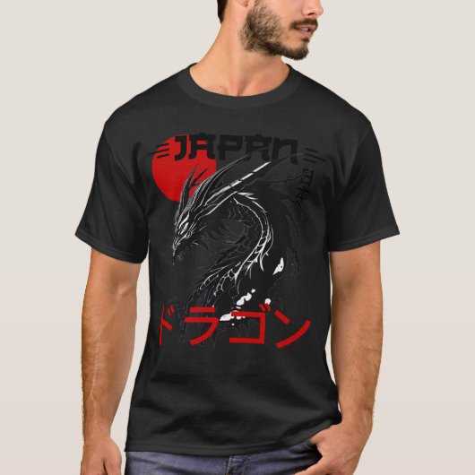 Japanse Draak met Rode Zon Traditioneel Japan T-shirt (Voorkant)